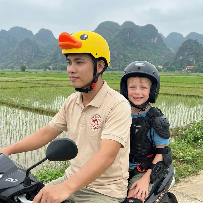 Customers are delighted as they experience the countryside tour with Haiphong Adventure